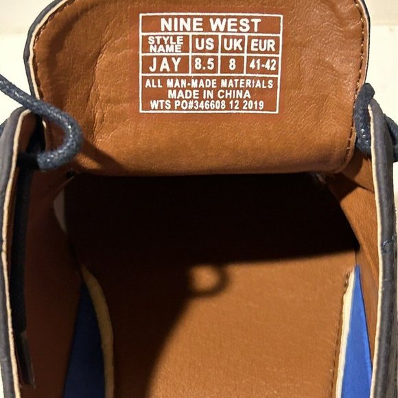 Nine West Men Sz 8.5 Jay Wingtip Oxford Shoes Blue Never worn - Dress Casual - Picture 2 of 5